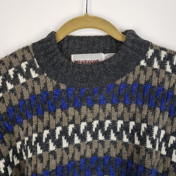 Vintage McGregor Sweater Crew Neck Acrylic Grandpa Ugly Geometric Size Large - Picture 3 of 7